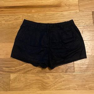 Ann Taylor Loft navy blue linen shorts with precious detailing